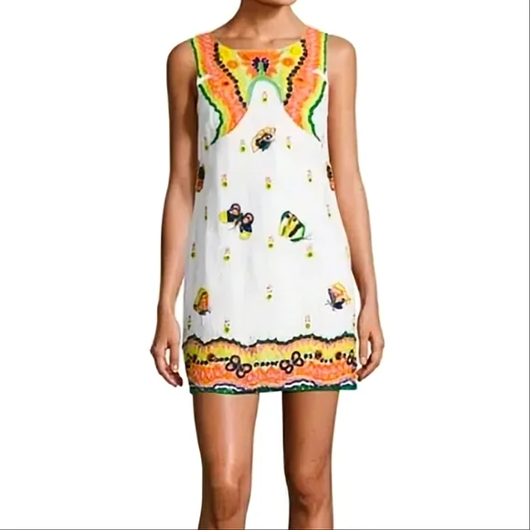 Calypso St. Barth Dresses | Calypso St. Barth Beaded Linen Yantra Dress New With Tags Size Large | Color: Orange/White | Size: L | Rescued2reloved's
